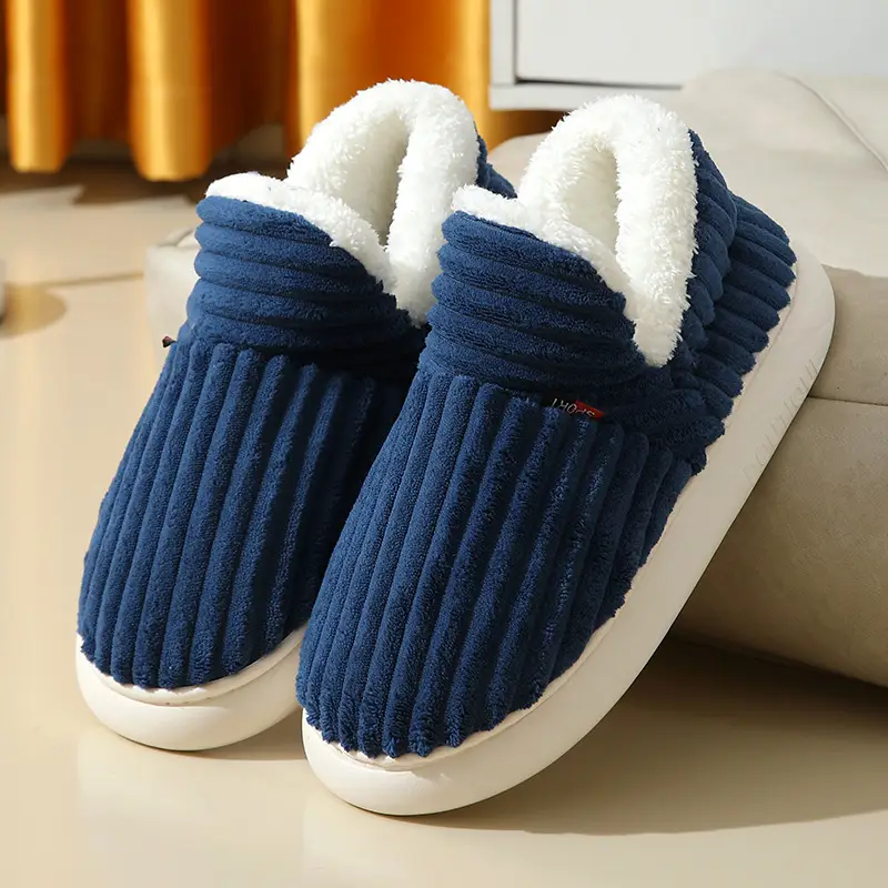 Cross-Border Popular Home Slippers for Women, Fully Enclosed Cotton Shoes for Women, Winter Indoor Home Use, Thick-Soled Warm Cotton Slippers for Men