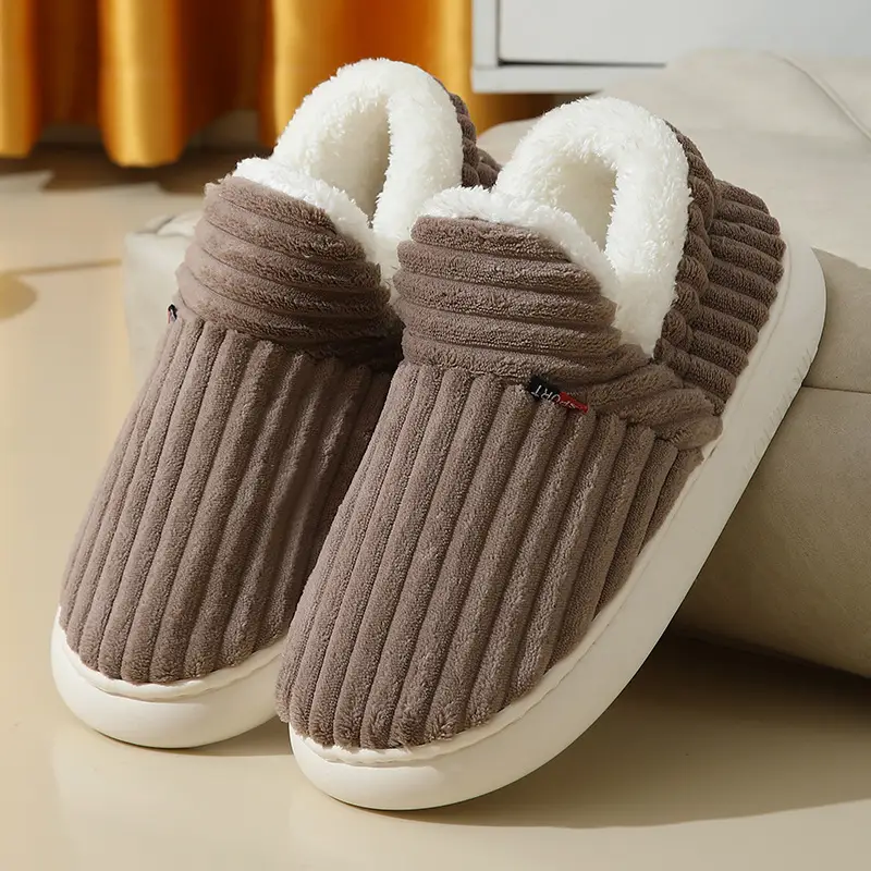 Cross-Border Popular Home Slippers for Women, Fully Enclosed Cotton Shoes for Women, Winter Indoor Home Use, Thick-Soled Warm Cotton Slippers for Men