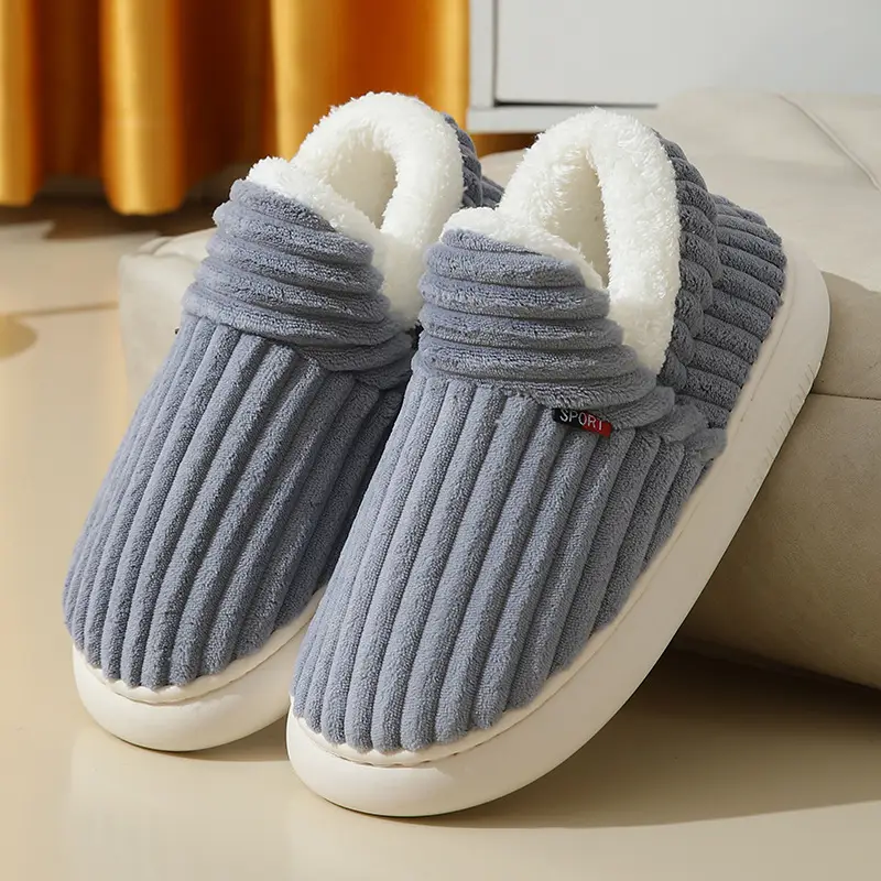 Cross-Border Popular Home Slippers for Women, Fully Enclosed Cotton Shoes for Women, Winter Indoor Home Use, Thick-Soled Warm Cotton Slippers for Men