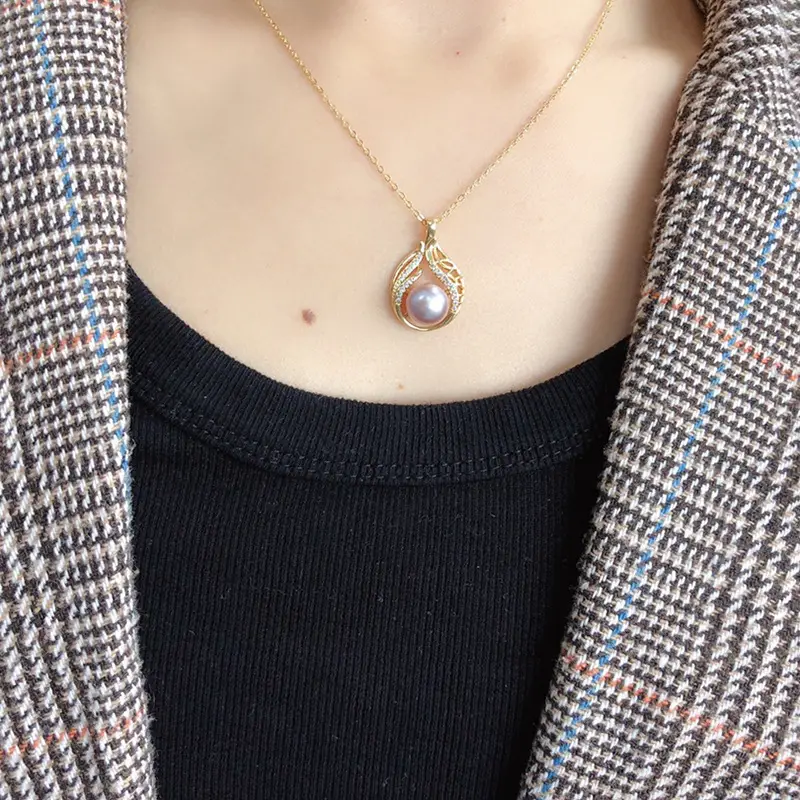 Freshwater Pearl Pendant Women's Gold Chain Jewelry - Image 8
