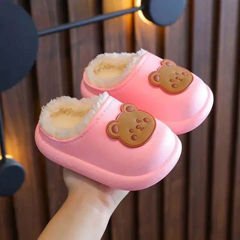 Children's girls' cotton slippers autumn and winter waterproof non-slip medium and big children's little princess cartoon boy baby plush cotton shoes