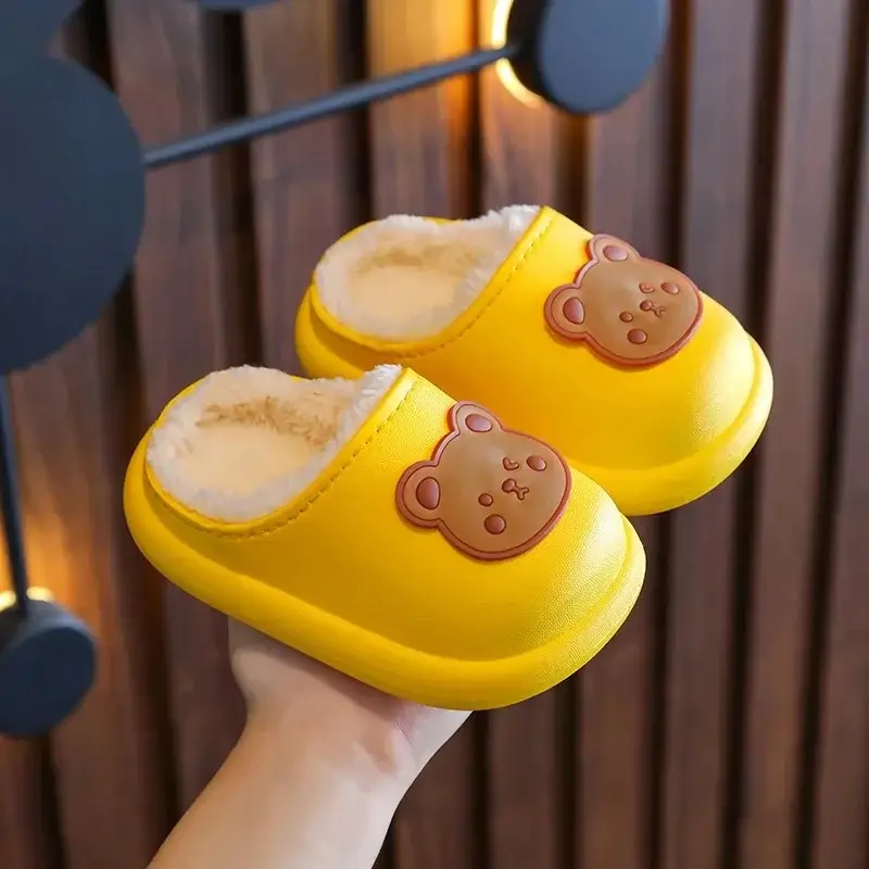 Children's girls' cotton slippers autumn and winter waterproof non-slip medium and big children's little princess cartoon boy baby plush cotton shoes