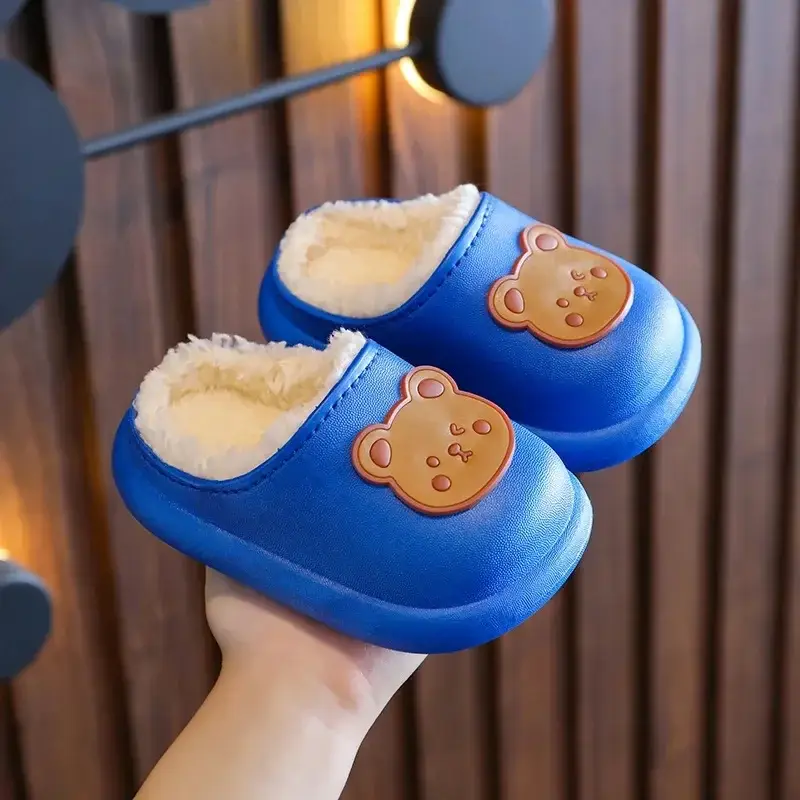 Children's girls' cotton slippers autumn and winter waterproof non-slip medium and big children's little princess cartoon boy baby plush cotton shoes
