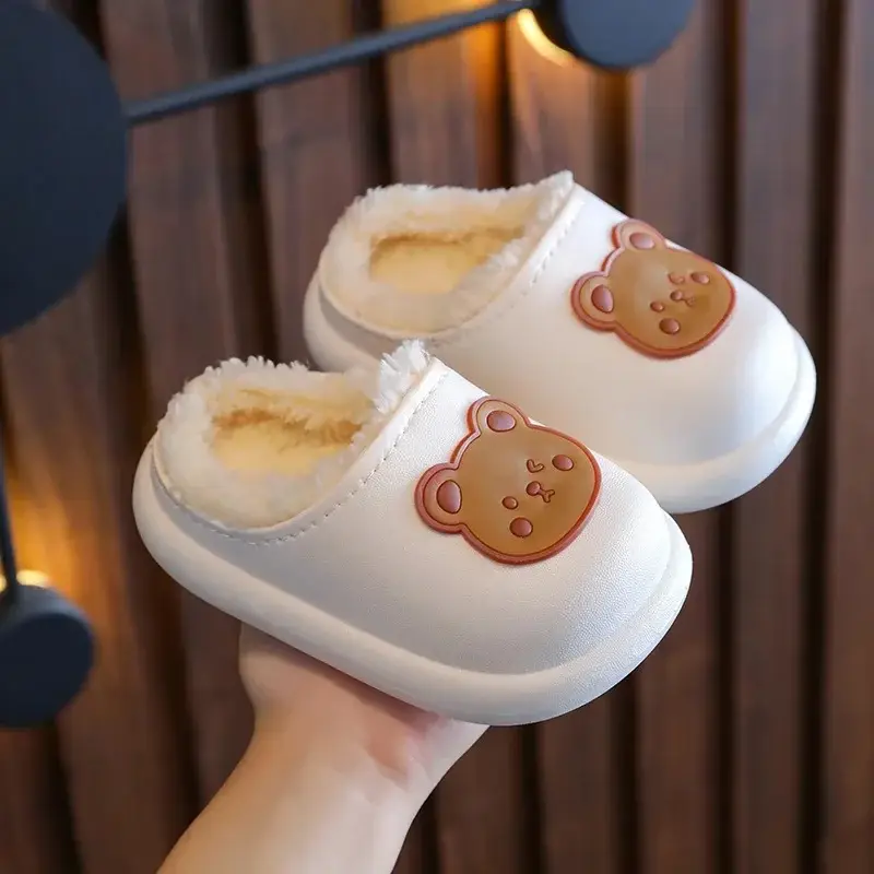 Children's girls' cotton slippers autumn and winter waterproof non-slip medium and big children's little princess cartoon boy baby plush cotton shoes