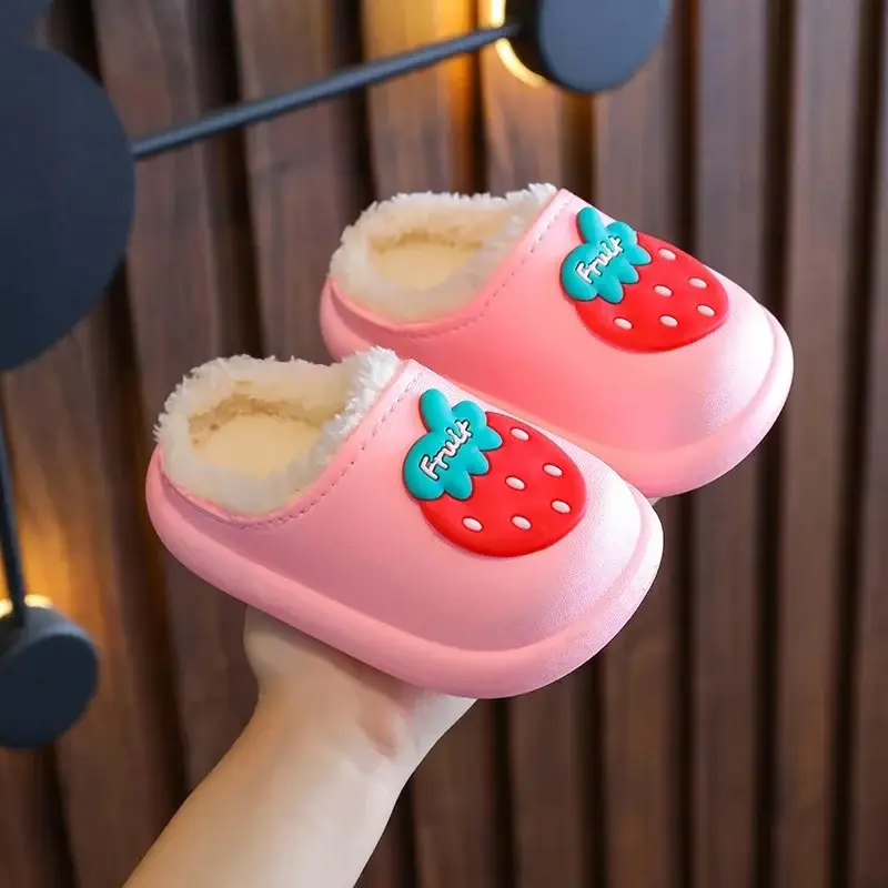 Children's girls' cotton slippers autumn and winter waterproof non-slip medium and big children's little princess cartoon boy baby plush cotton shoes