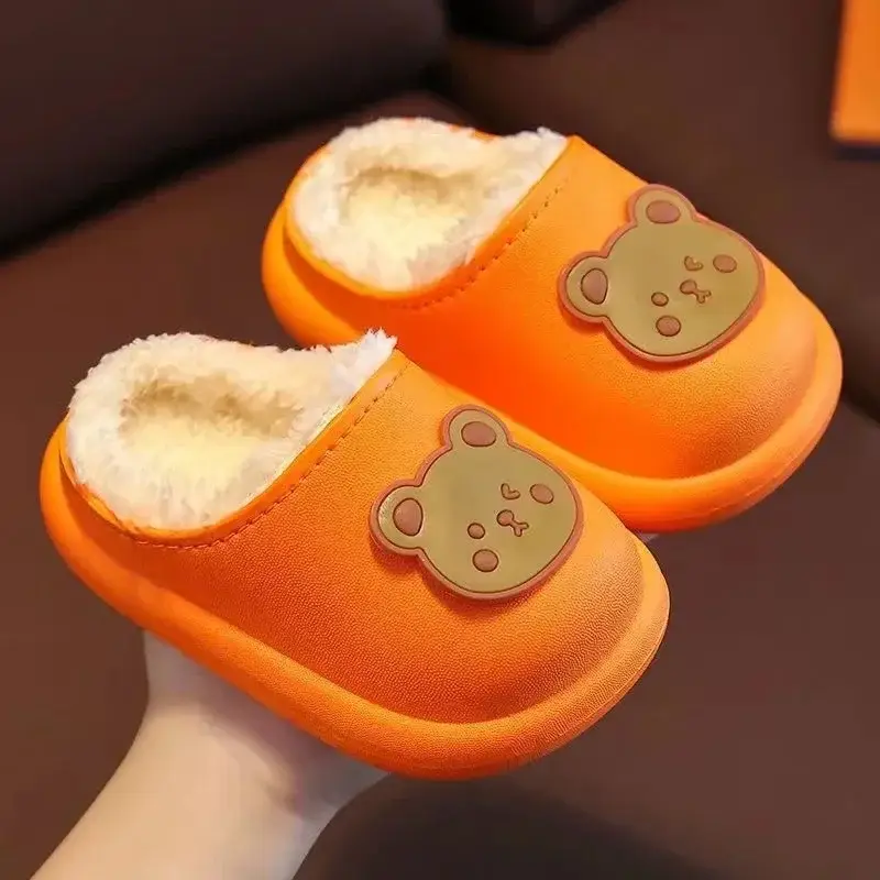 Children's girls' cotton slippers autumn and winter waterproof non-slip medium and big children's little princess cartoon boy baby plush cotton shoes