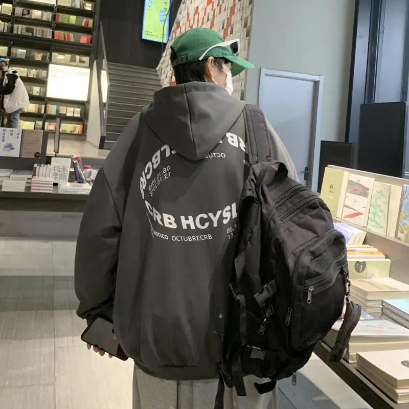 Men Grey Hooded Zipper Sweatshirt Spring Autumn 2025 - Image 6