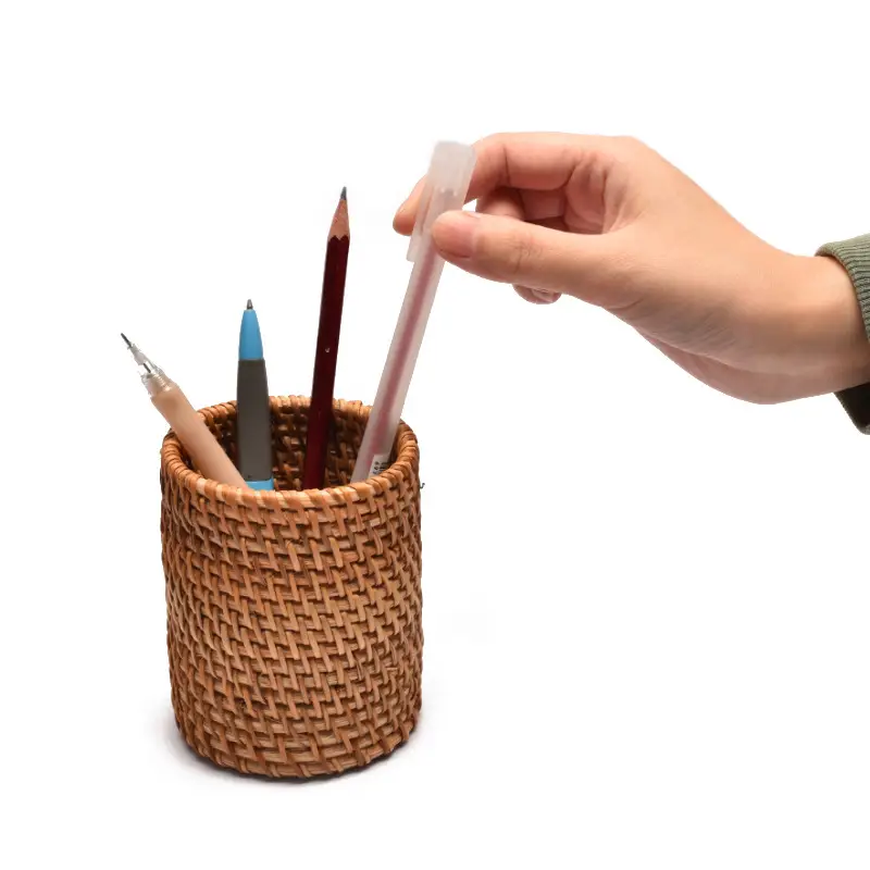 Rattan Pen Holder for Office & Cosmetics Storage - Image 5