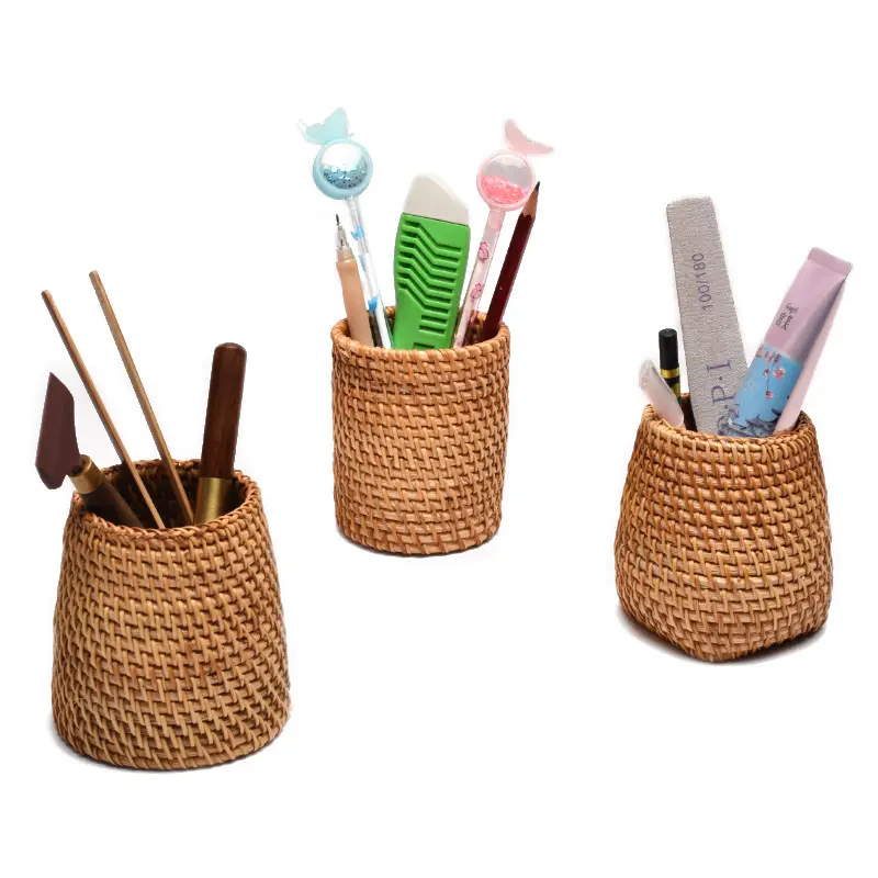 Rattan Pen Holder for Office & Cosmetics Storage - Image 6