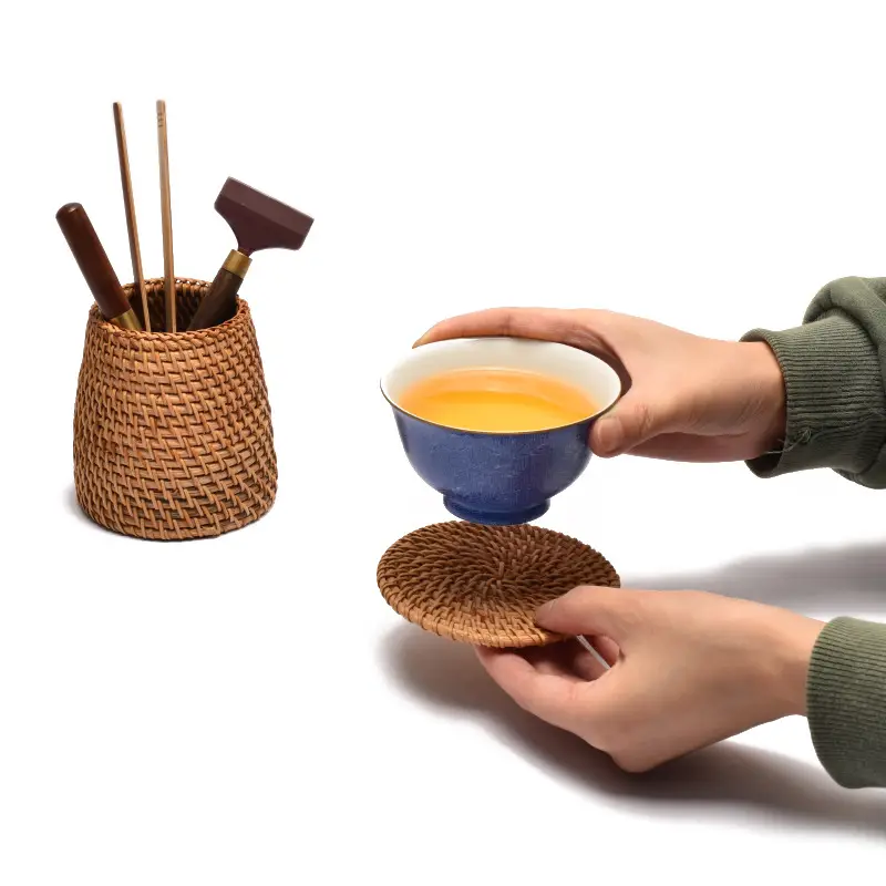 Rattan Pen Holder for Office & Cosmetics Storage - Image 7