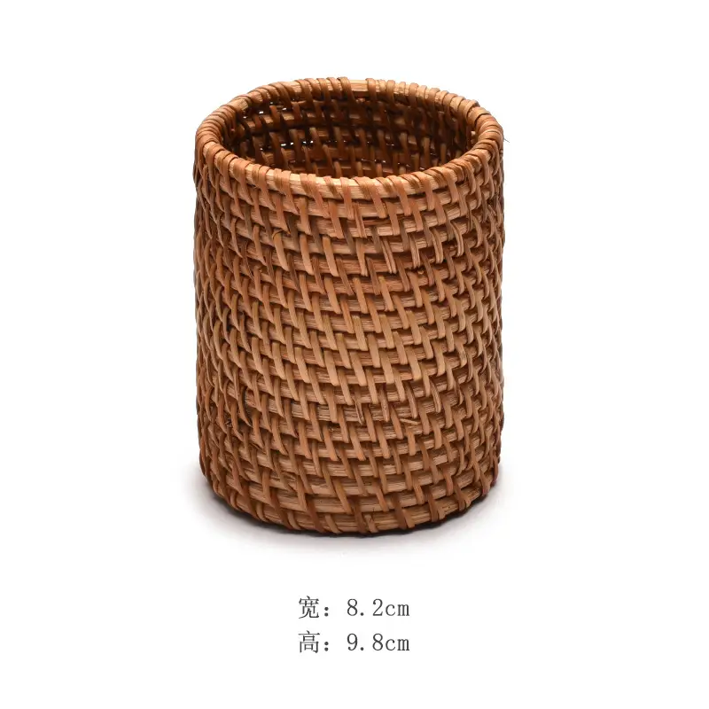 Rattan Pen Holder for Office & Cosmetics Storage