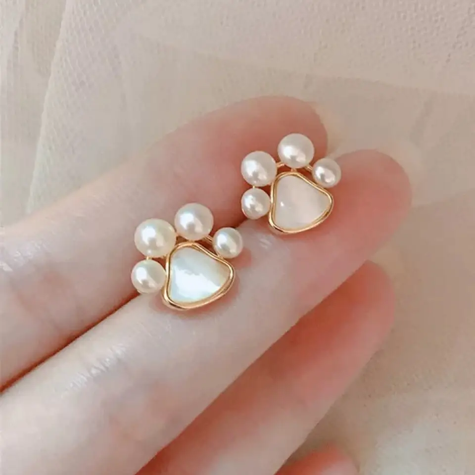 Cat Claw Pearl Earrings for Women 925 Silver - Image 2