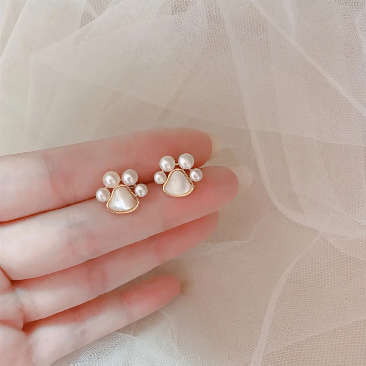 Cat Claw Pearl Earrings for Women 925 Silver - Image 3