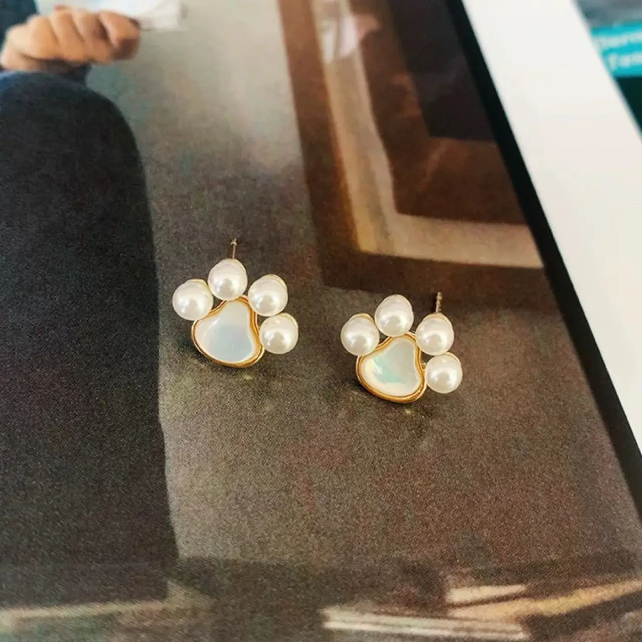 Cat Claw Pearl Earrings for Women 925 Silver - Image 4