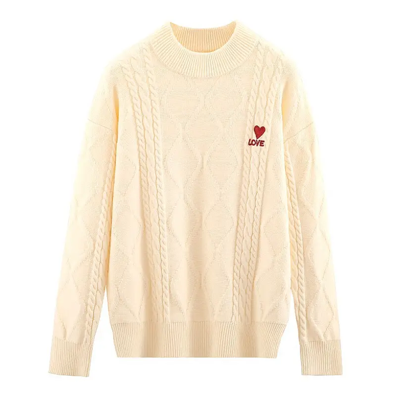 Red Cable-Webbed Sweater for Family of Three - Image 2
