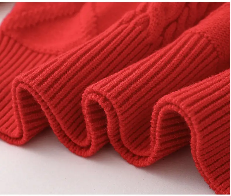 Red Cable-Webbed Sweater for Family of Three — feature 16
