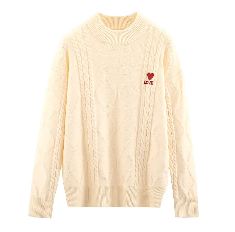 Red Cable-Webbed Sweater for Family of Three — feature 21