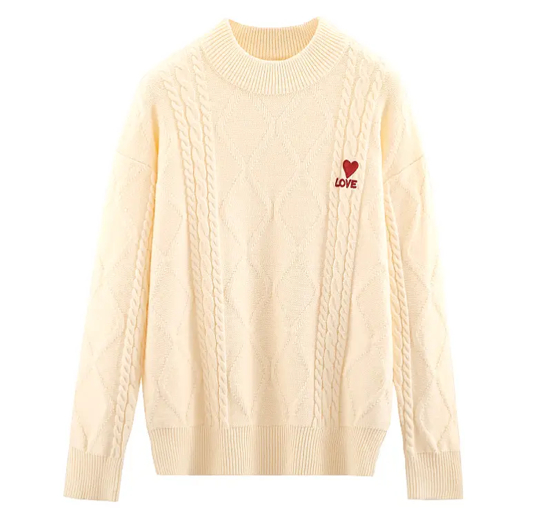 Red Cable-Webbed Sweater for Family of Three — feature 4
