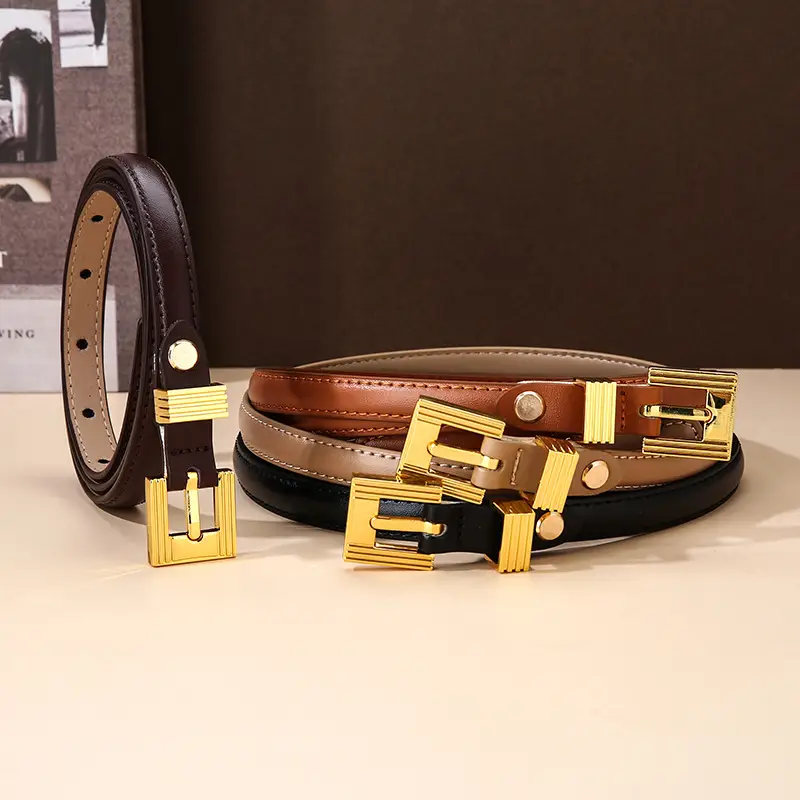 Women's Gold Plated Genuine Leather Belt