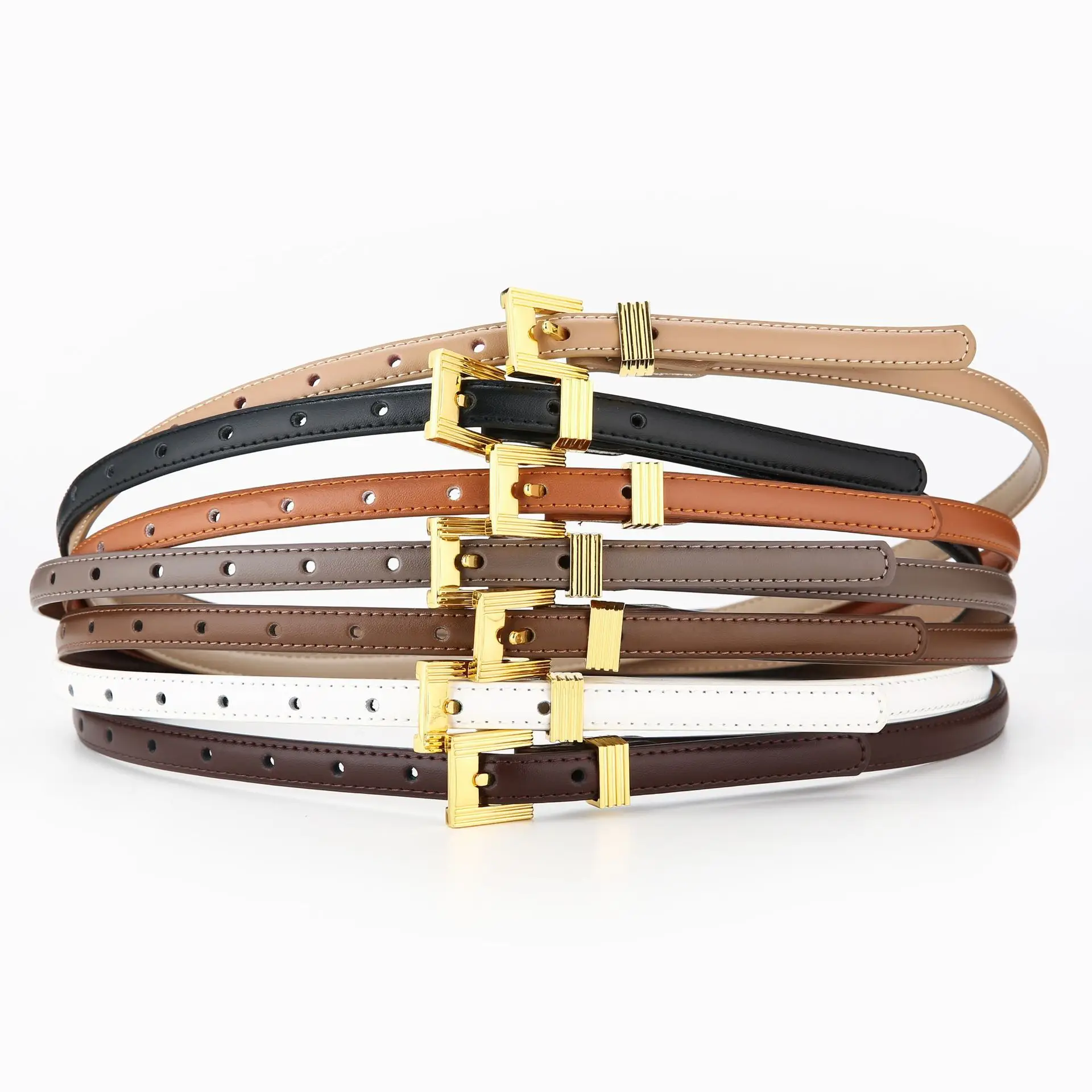 Women's Gold Plated Genuine Leather Belt