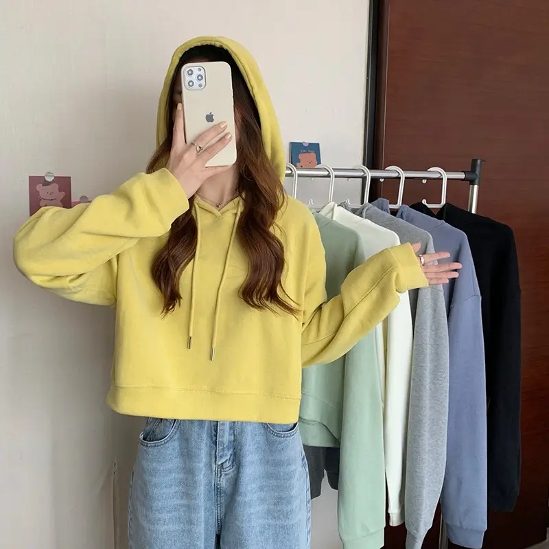 Women Blue Hooded Pullover Sweater Spring Autumn Wear