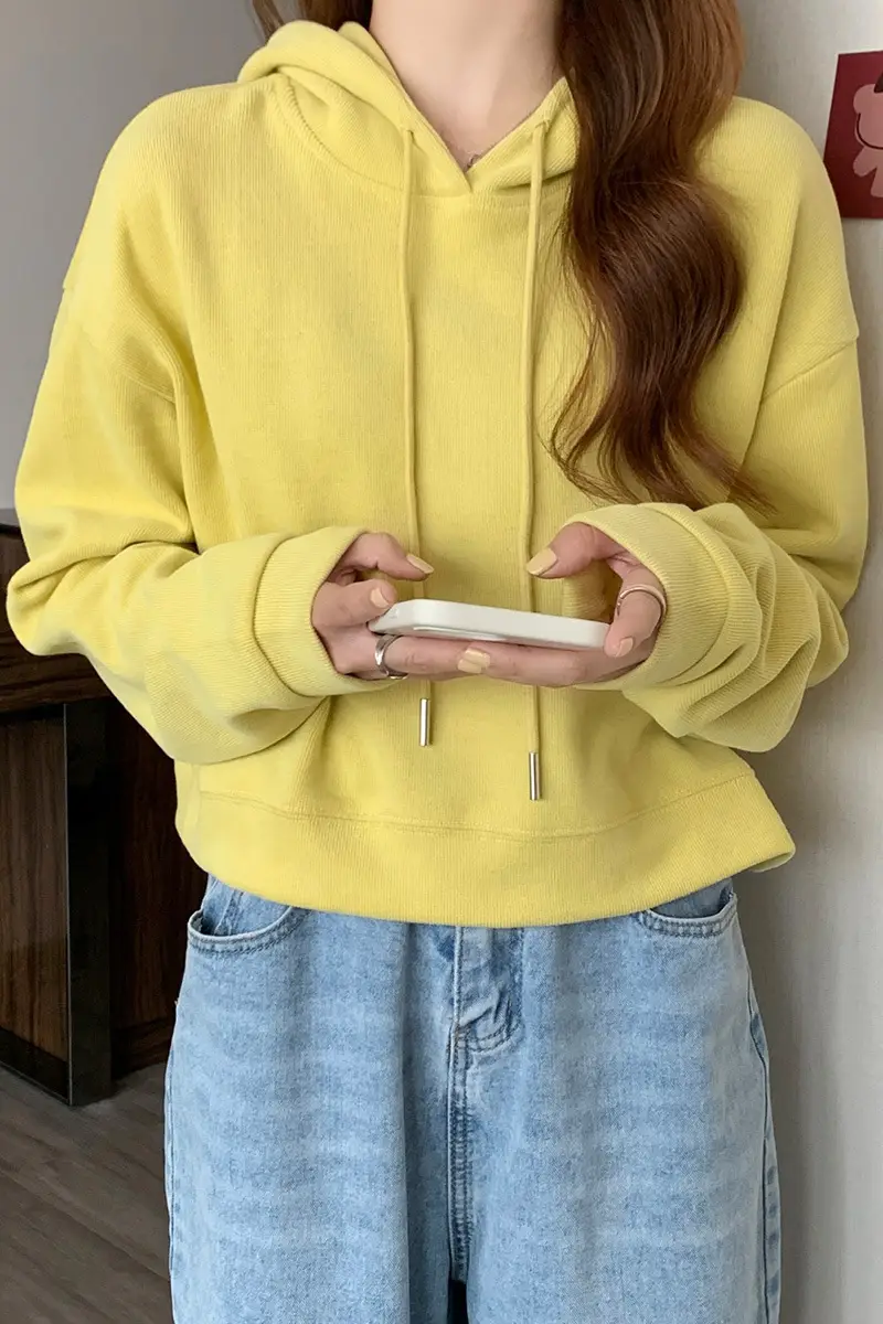 Women Blue Hooded Pullover Sweater Spring Autumn Wear