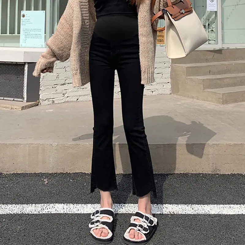 Black Korean Style Abdominal Pants for Women - Image 5