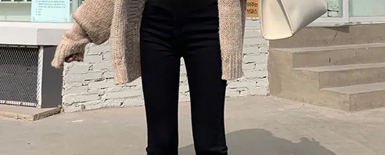 Black Korean Style Abdominal Pants for Women — feature 37