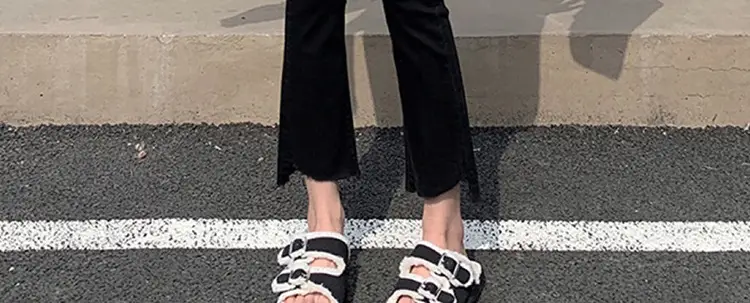 Black Korean Style Abdominal Pants for Women — feature 38