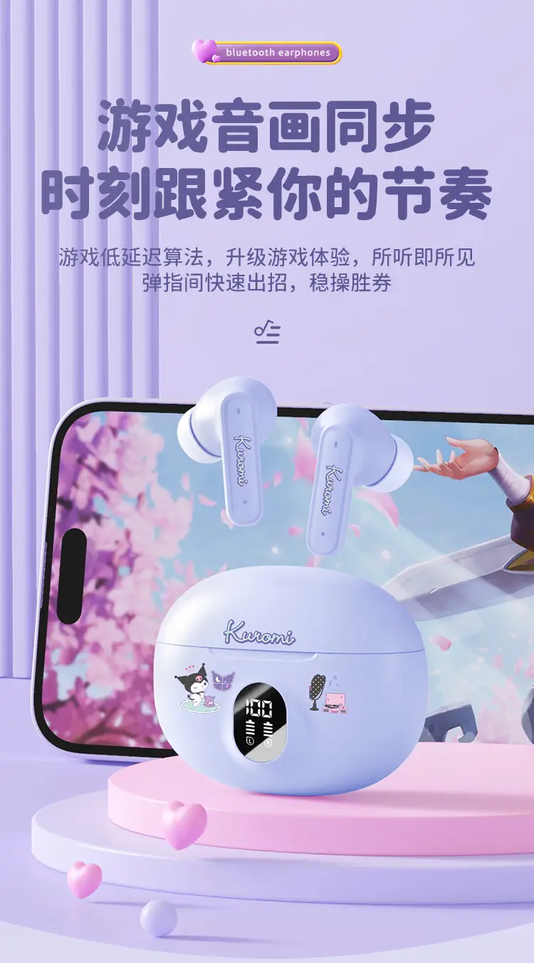 Sanrio Hello Kitty Bluetooth Earbuds White Long Lasting — feature 15