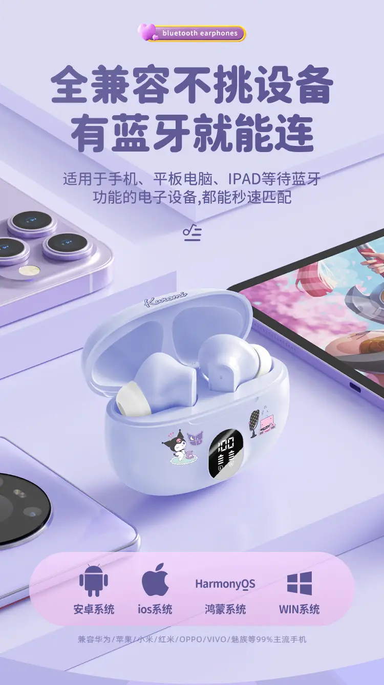 Sanrio Hello Kitty Bluetooth Earbuds White Long Lasting — feature 16