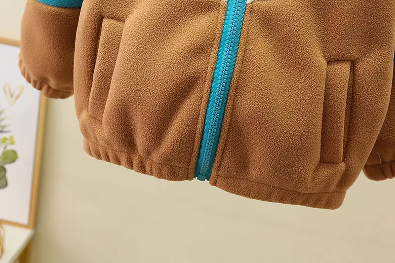 Boys' 2024 Polar Fleece Jacket Set Color Matching Warm Tops — feature 10