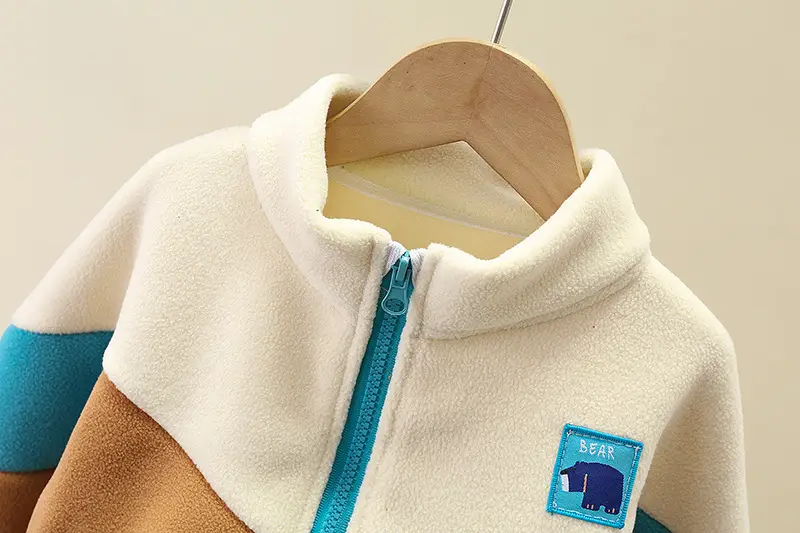 Boys' 2024 Polar Fleece Jacket Set Color Matching Warm Tops — feature 6