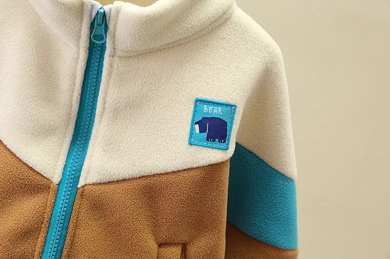Boys' 2024 Polar Fleece Jacket Set Color Matching Warm Tops — feature 7