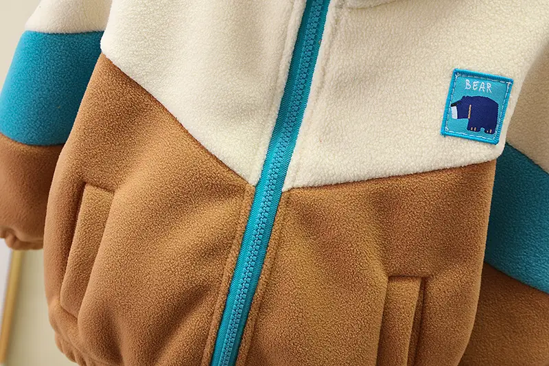 Boys' 2024 Polar Fleece Jacket Set Color Matching Warm Tops — feature 9