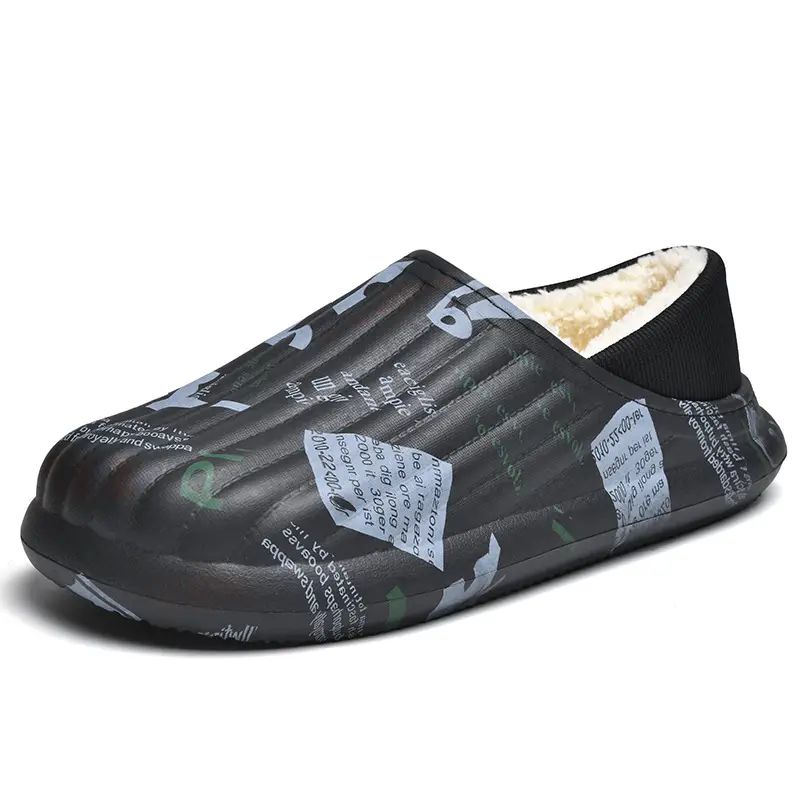 Winter Warm Velvet Slippers for Men Grey - Image 7