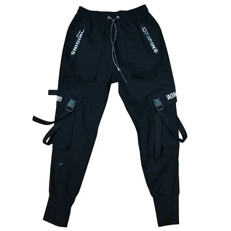 Men's Black Functional Crane Pants with Old Pocket Design