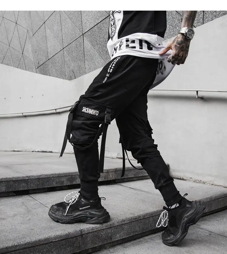 Men's Black Functional Crane Pants with Old Pocket Design — feature 10