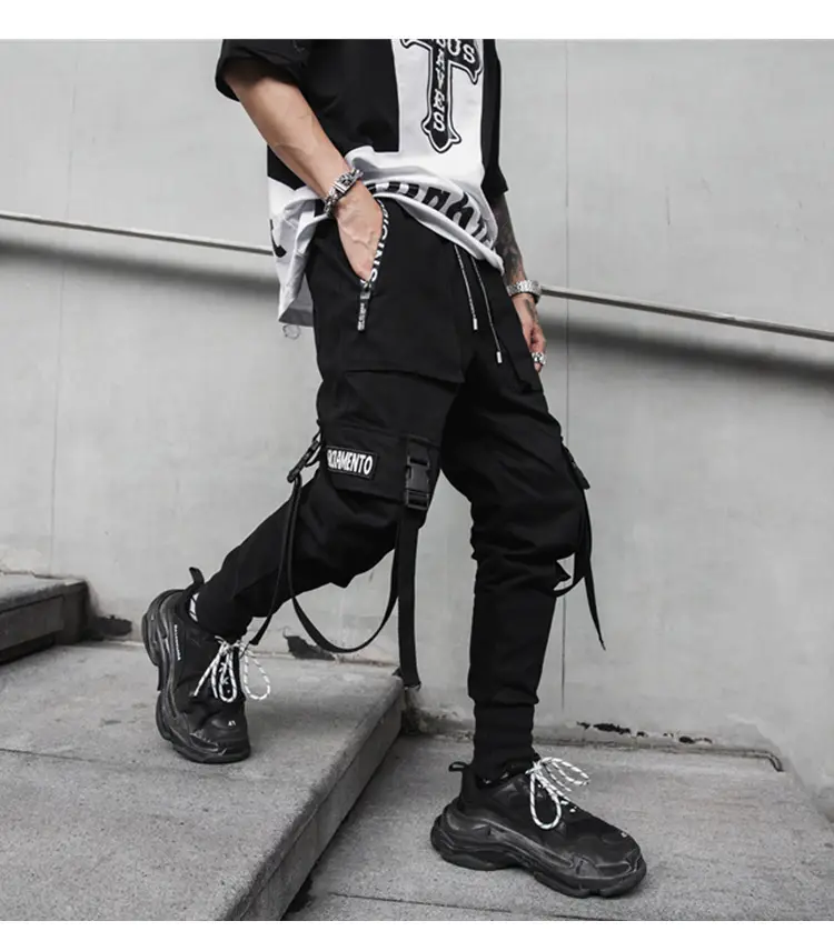 Men's Black Functional Crane Pants with Old Pocket Design — feature 9