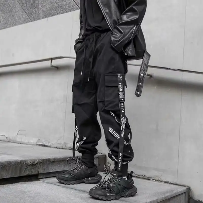 Men's Black Functional Crane Pants with Old Pocket Design