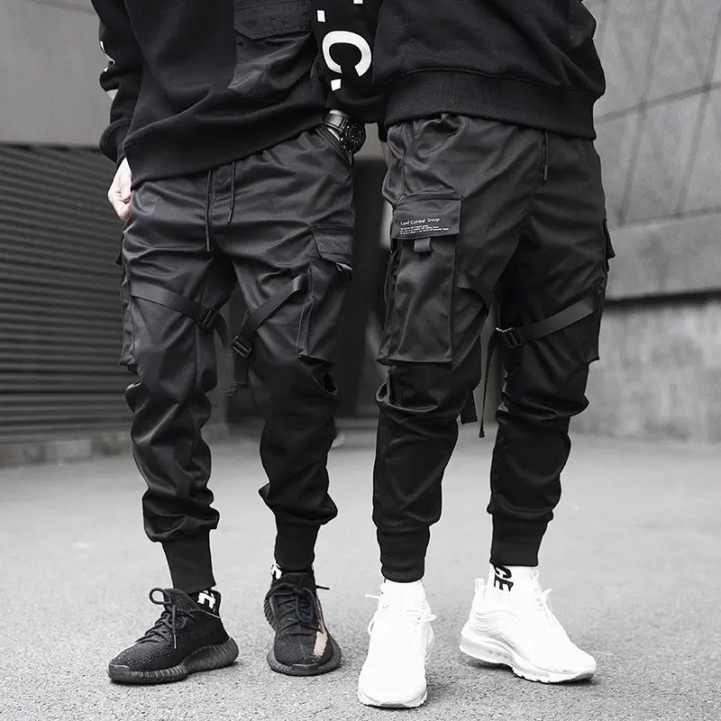 Men's Black Functional Crane Pants with Old Pocket Design