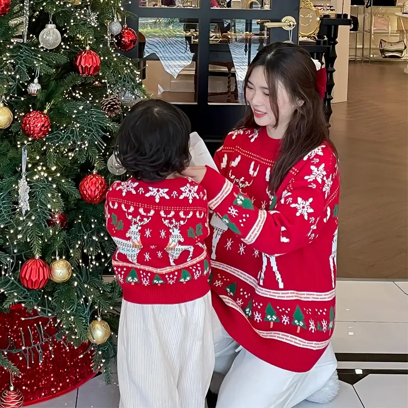 Autumn Winter Red Elk Sweater for Kids 2024 - Image 4