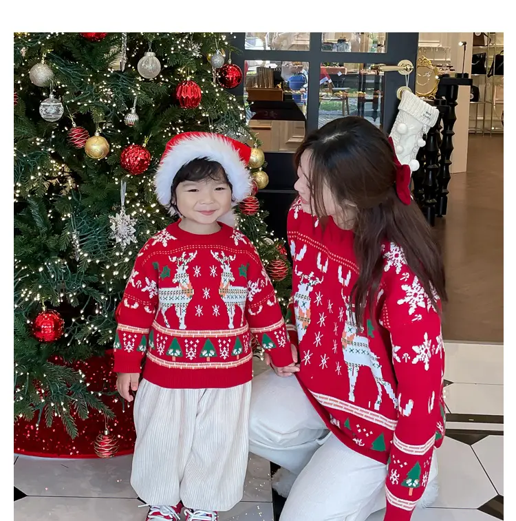 Autumn Winter Red Elk Sweater for Kids 2024 — feature 7