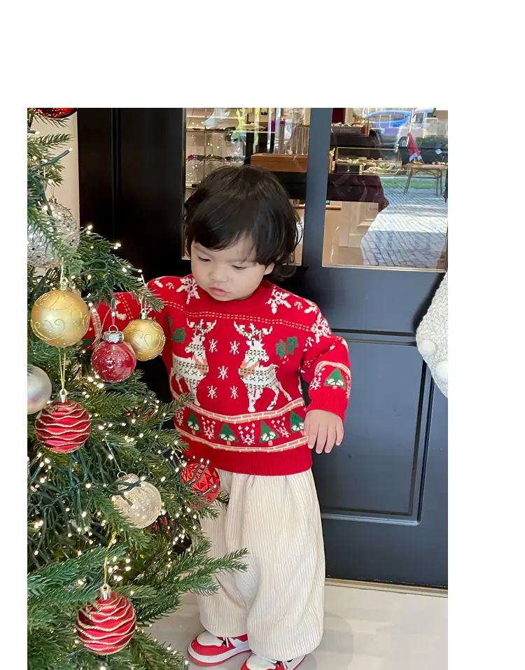 Autumn Winter Red Elk Sweater for Kids 2024 — feature 8
