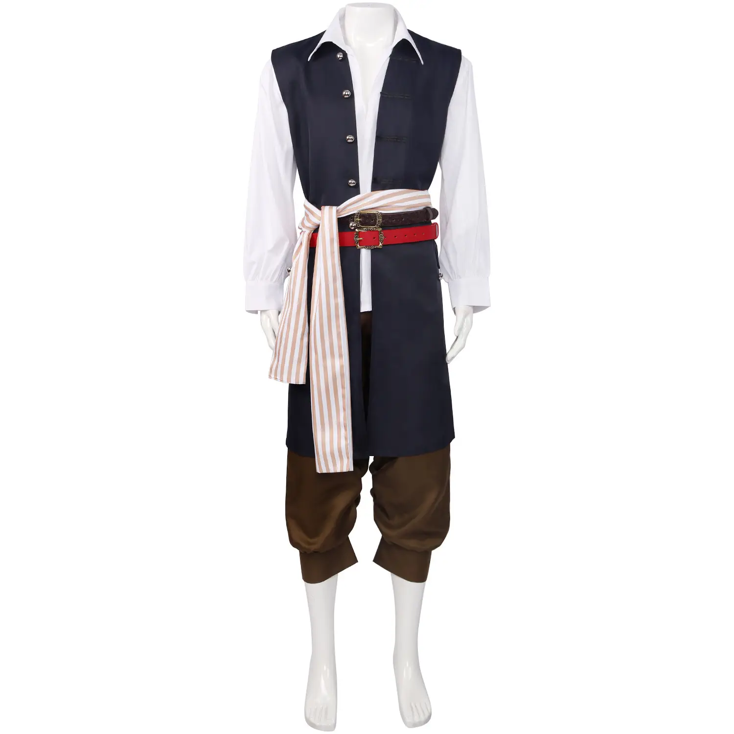 Jack Sparrow Captain Jack Halloween Suit Brown Long Sleeve Pants - Image 5