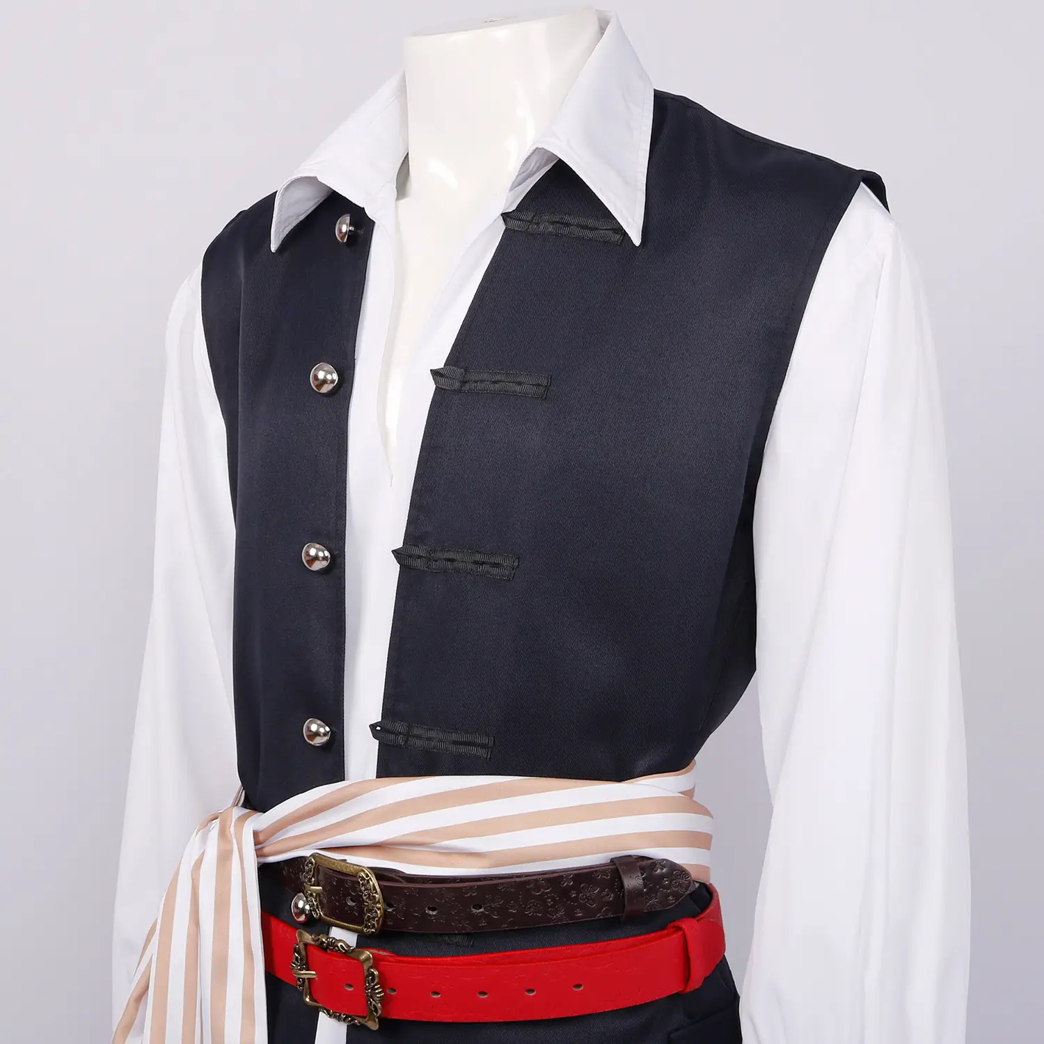Jack Sparrow Captain Jack Halloween Suit Brown Long Sleeve Pants — feature 5