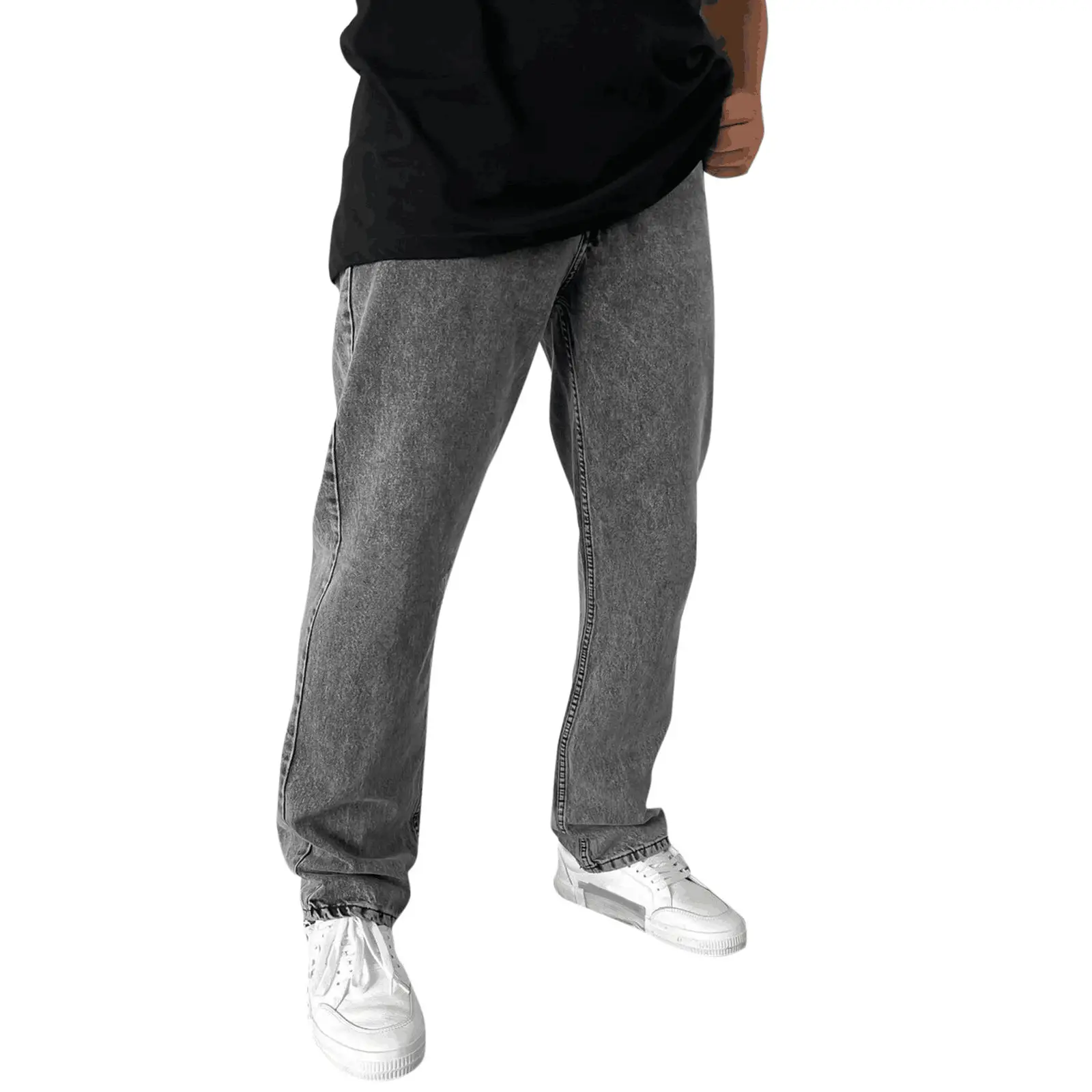 Men Grey Denim Joggers Slim Fit Casual Wear — feature 8