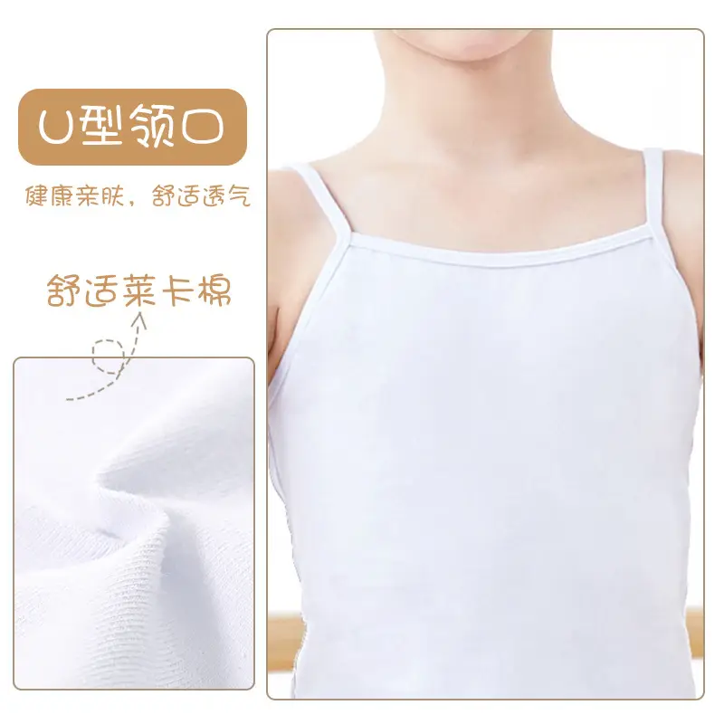 Girls White Camisole Dance Top with Adjustable Straps - Image 7
