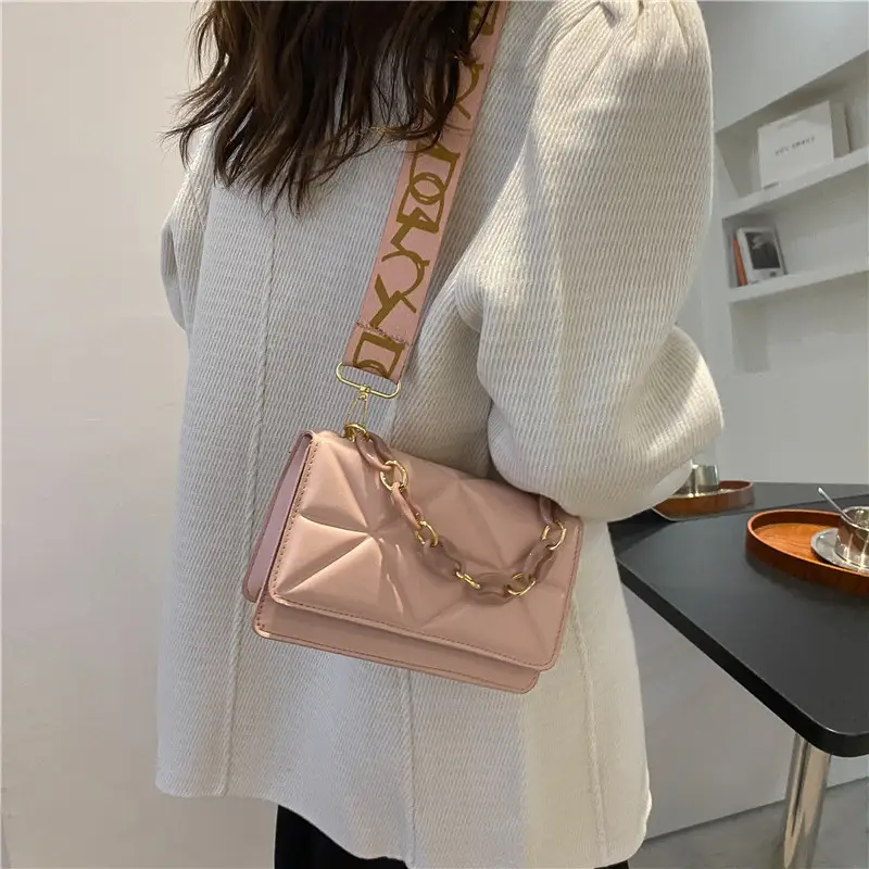 Women's Tan Crossbody Bag with Orange Strap - Image 7