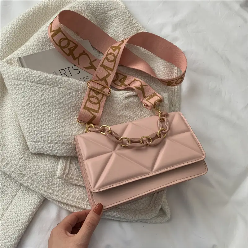 Women's Tan Crossbody Bag with Orange Strap - Image 3